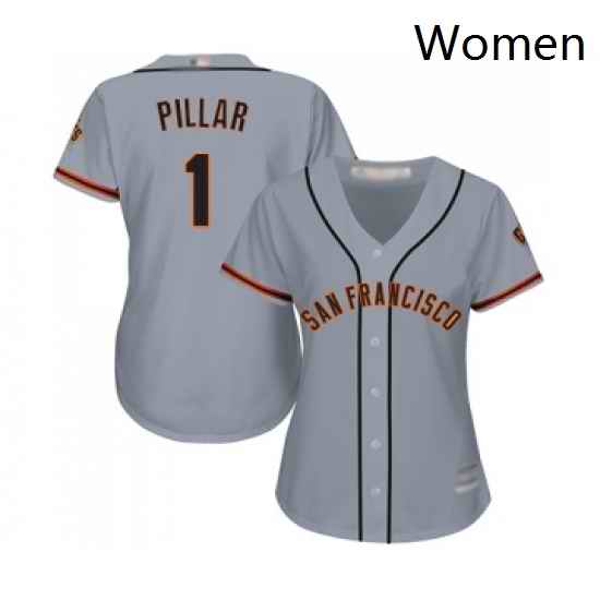 Womens San Francisco Giants 1 Kevin Pillar Replica Grey Road Cool Base Baseball Jersey